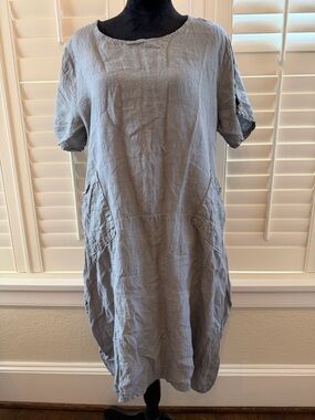 Raw Moda Relaxed Linen Gray Dress